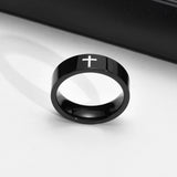 Stainless Steel Cross Rings - Laser Engraved 6mm