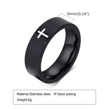 Stainless Steel Cross Rings - Laser Engraved 6mm
