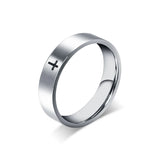 Stainless Steel Cross Rings - Laser Engraved 6mm