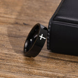 Stainless Steel Cross Rings - Laser Engraved 6mm