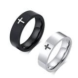 Stainless Steel Cross Rings - Laser Engraved 6mm