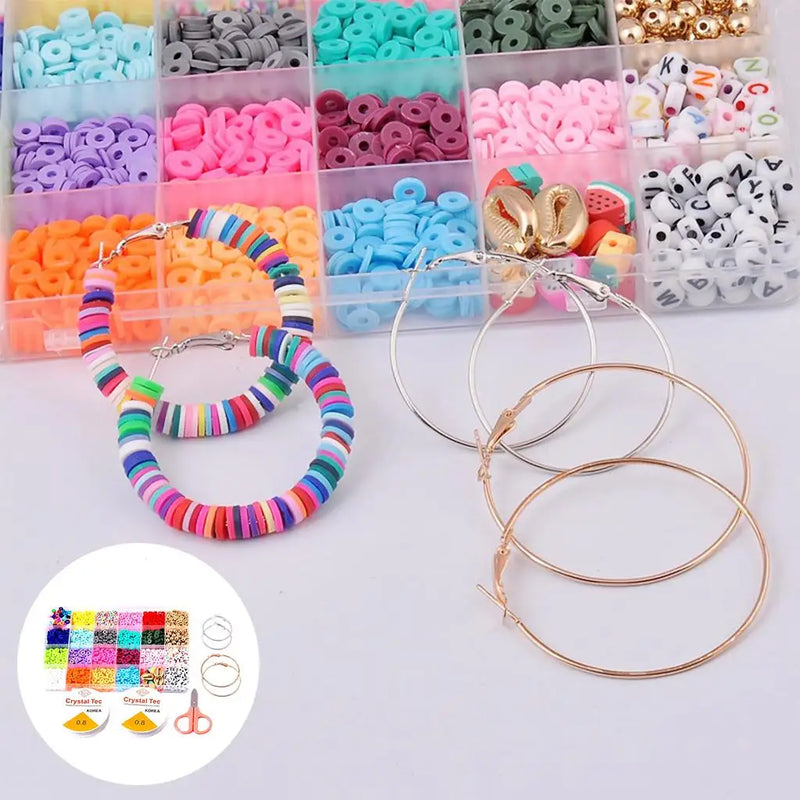 6mm Polymer Clay Spacer Beads Kit for DIY Bracelet Necklace