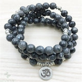6mm Spectrolite OM Pendant 108 Beads Necklace Wrist Healing Chakra