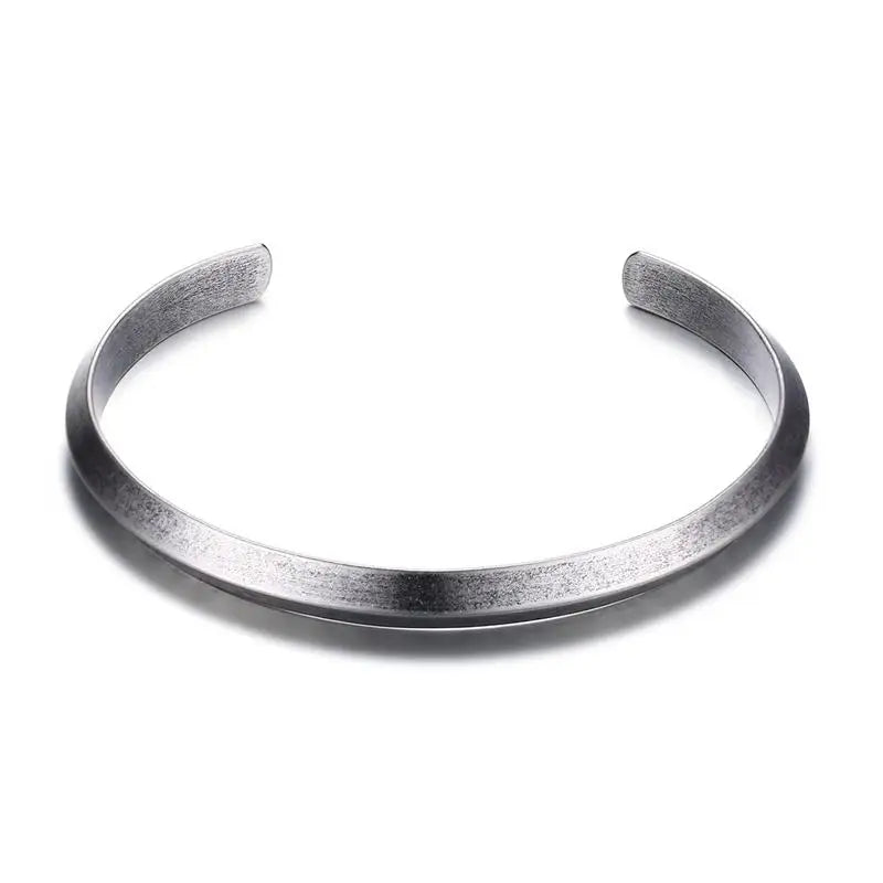 6mm Stainless Steel Bangles Antique Silver Cuff Bracelet Bangle