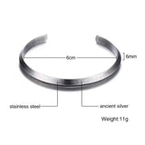 6mm Stainless Steel Bangles Antique Silver Cuff Bracelet Bangle