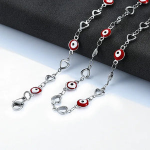 6mm Stainless Steel Chain Colorful Beads Heart Charm Necklace
