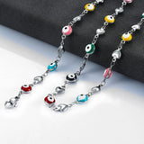 6mm Stainless Steel Chain Colorful Beads Heart Charm Necklace