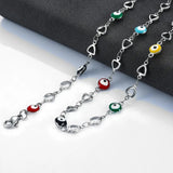 6mm Stainless Steel Chain Colorful Beads Heart Charm Necklace