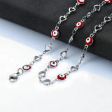 6mm Stainless Steel Chain Colorful Beads Heart Charm Necklace