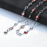 6mm Stainless Steel Chain Colorful Beads Heart Charm Necklace