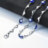 6mm Stainless Steel Chain Colorful Beads Heart Charm Necklace