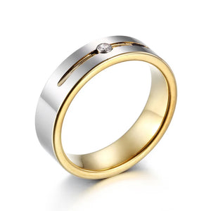 6mm CZ Stainless Steel Men's Ring Engagement Wedding Jewelry