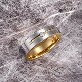 6mm CZ Stainless Steel Men's Ring Engagement Wedding Jewelry