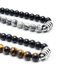 6mm Stainless Steel Tiger Eye Map Stone Necklace Men Women