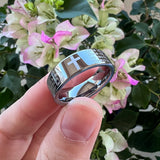 6mm Tungsten Carbide Ring Pipe Cut Holy Bible Engraving Polished Finish