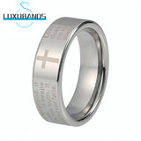 6mm Tungsten Carbide Ring Pipe Cut Holy Bible Engraving Polished Finish