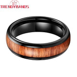 Tungsten Ring Wedding Band Koa Wood Inlay Comfort Fit