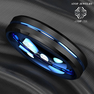 6mm Tungsten Men's Ring Thin Line Inside Brushed Band