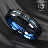 6mm Tungsten Men's Ring Thin Line Inside Brushed Band