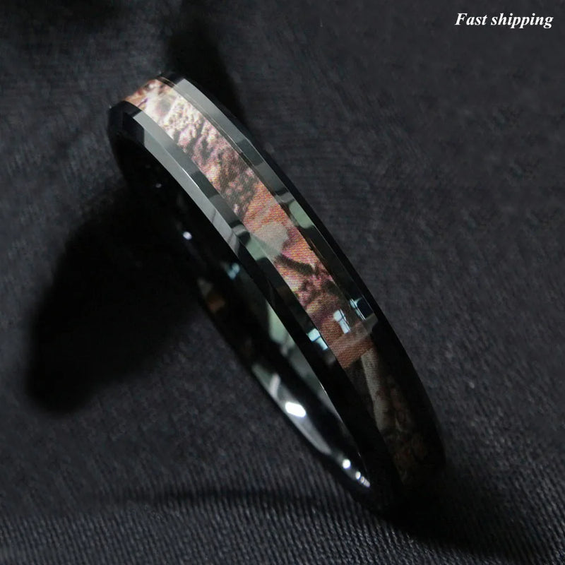 6mm Red Forest Camo Band Tungsten Ring