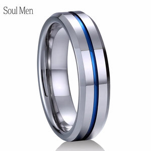 6mm Tungsten Ring Comfort Fit with Groove Wedding Band Size 6-12