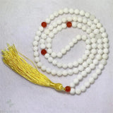 6mm Tridacna 108 Bead Tassel Stretch Bracelet Reiki Wrist