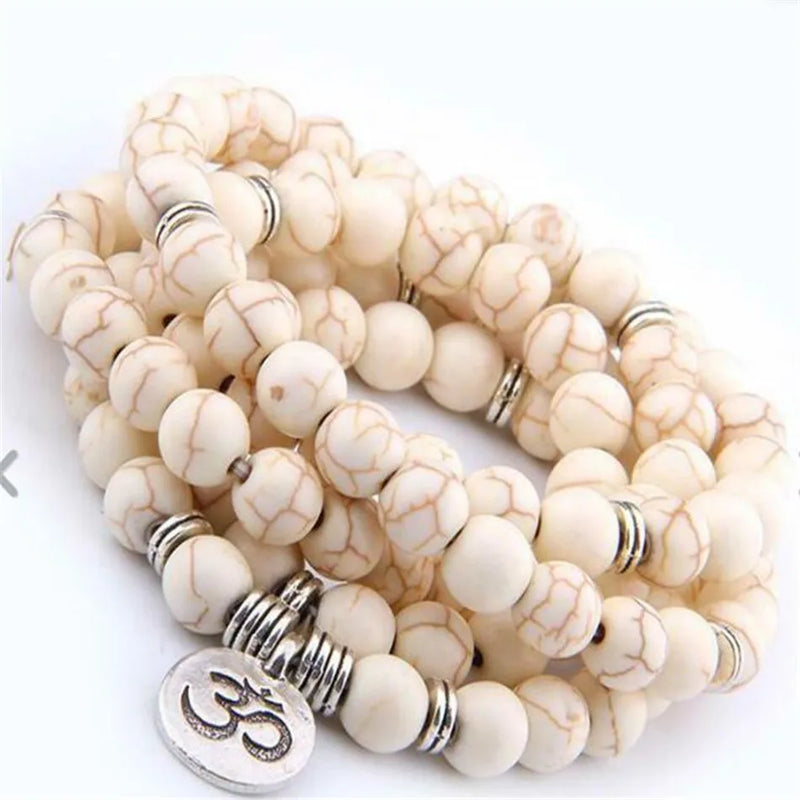 6mm Turquoise 108 Beads Pendant Bracelet Buddhism Spirituality Pray Meditation