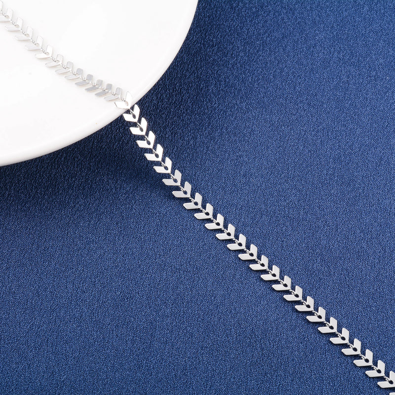 6mm Wide Fishtail Chain Necklace Stainless Steel for Women Girl Jewelry