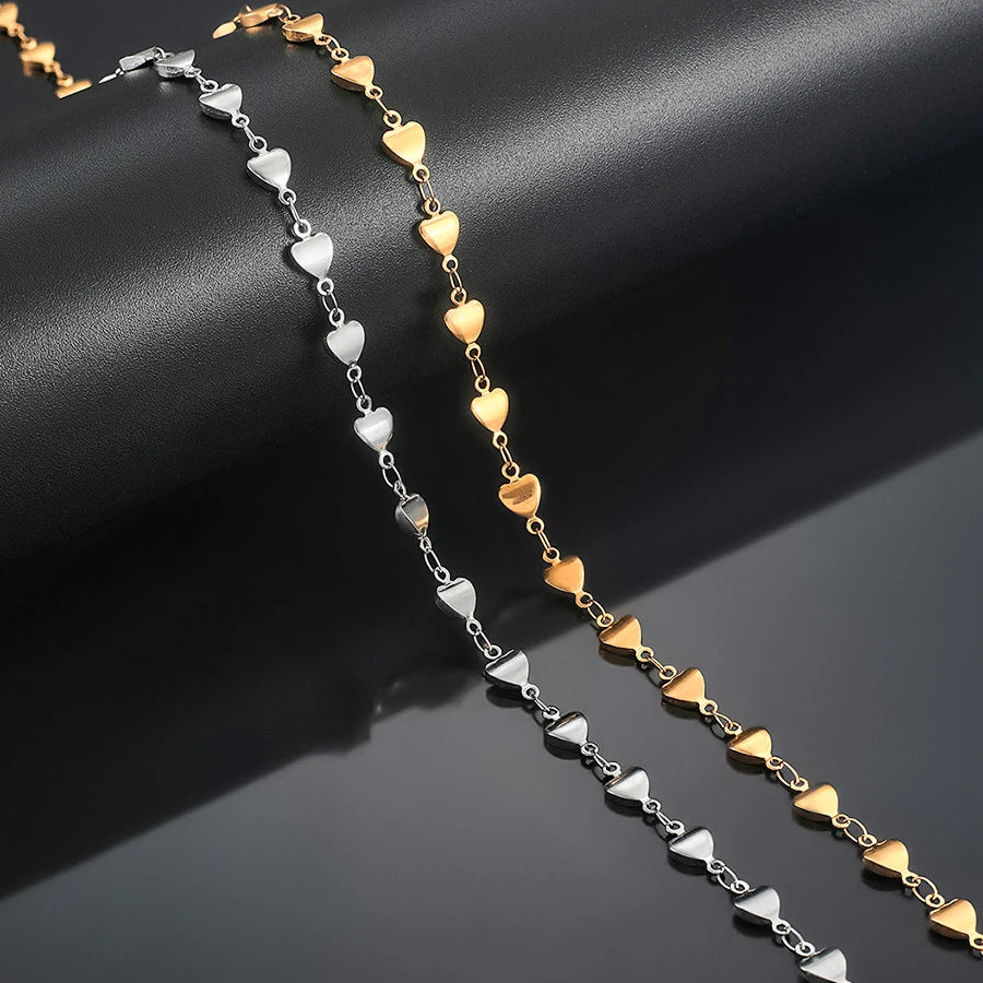 Vintage Stainless Steel Heart Necklace Chain for Women Ladies