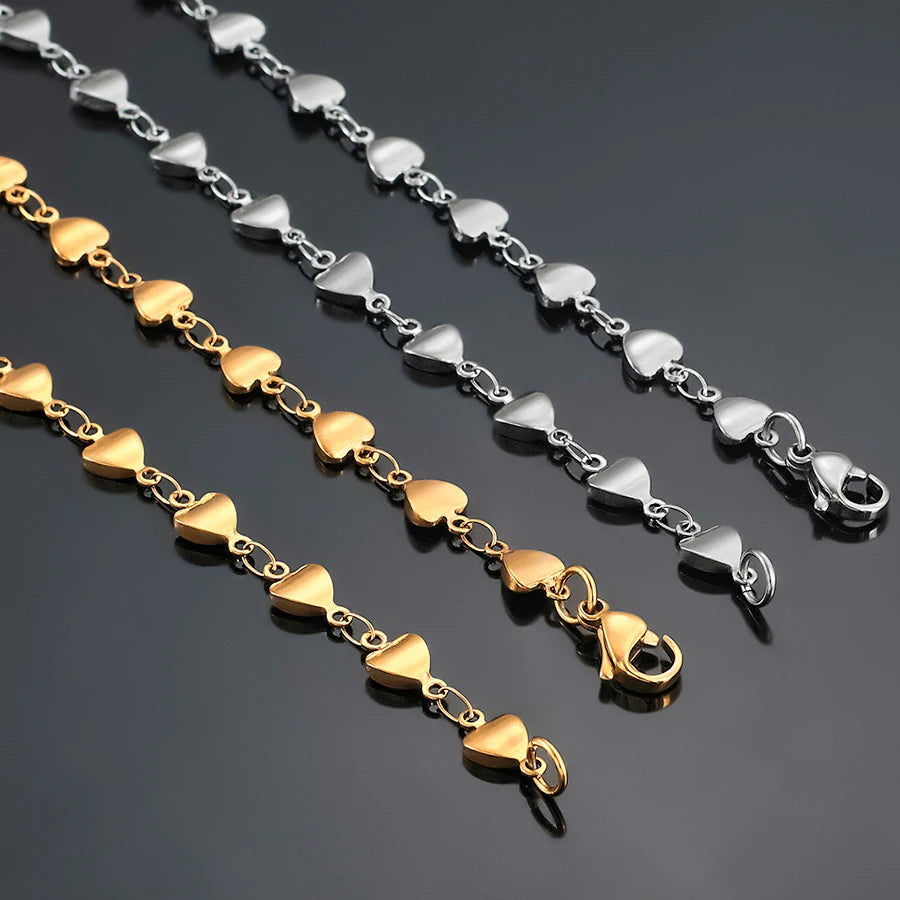Vintage Stainless Steel Heart Necklace Chain for Women Ladies