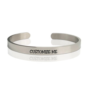 6mm Coordinates Laser Engraved Name Date Bracelet Stainless Steel Cuff Bangle