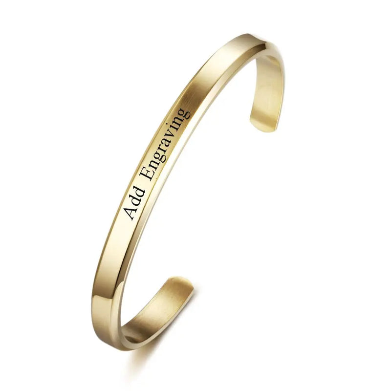 Engraved Name ID Bangle Personalized Gift Stainless Steel Bracelet