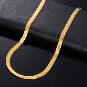 6mm Silver Stainless Steel Flat Herringbone Chain Necklace