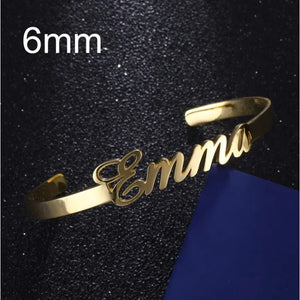 6mm Stainless Steel Personalized Bracelet for Women Name Bangles Jewelry