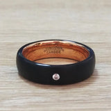 6mm Women's CZ Stone Ring Comfort Fit Rose Tungsten Wedding Band US Size 6-10.5