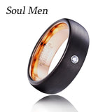 6mm Women's CZ Stone Ring Comfort Fit Rose Tungsten Wedding Band US Size 6-10.5