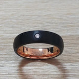 6mm Women's CZ Stone Ring Comfort Fit Rose Tungsten Wedding Band US Size 6-10.5