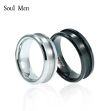 6mm Women's Tungsten Inlay Ring Blank Beveled Edges Grooved Center