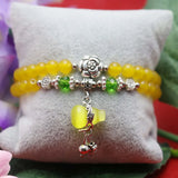 6mm Yellow Chalcedony Beads Bracelet Hand Chain for Women