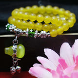 6mm Yellow Chalcedony Beads Bracelet Hand Chain for Women