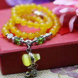 6mm Yellow Chalcedony Beads Bracelet Hand Chain for Women