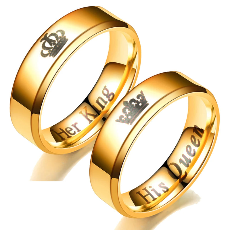 6mm King Queen Stainless Steel Couple Ring