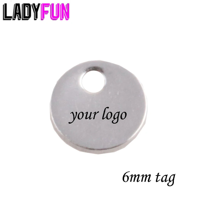 6mm Mini Round Logo Charm Stainless Steel Tag Personalized Jewelry