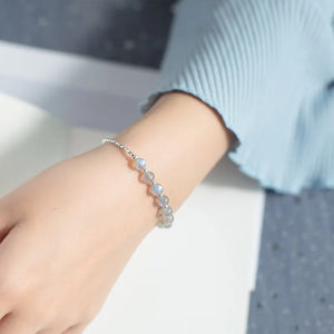 Moonstone & Round Beads Bracelet 925 Sterling Silver Fine Jewelry GTLS551