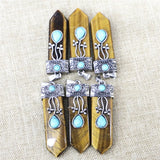 7 Chakra Tiger Eye Crystal Point Pendulum Healing Pendant