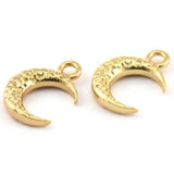 6pc Raw Brass Moon Beads (12x4x3mm) N335