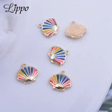 6pcs Colorful Copper Enamel Shell Charms Animal Pendant For Girl's Jewelry