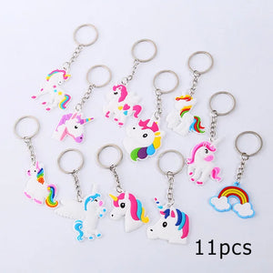 6pcs 11pcs Creative Unicorn Keychain PVC Soft Plastic Cartoon doll bag pendant