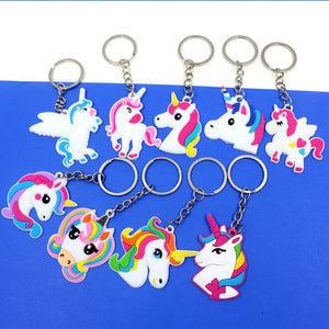 6pcs 11pcs Creative Unicorn Keychain PVC Soft Plastic Cartoon doll bag pendant