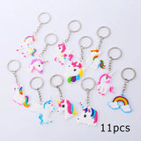 6pcs 11pcs Creative Unicorn Keychain PVC Soft Plastic Cartoon doll bag pendant